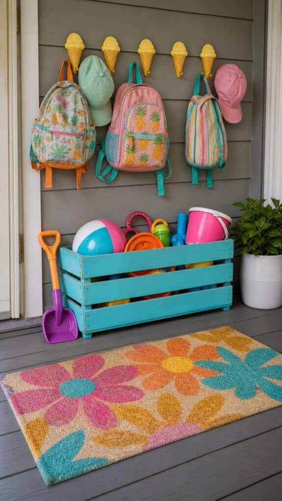 Set Up a Colorful Welcome Station with Hooks and Storage