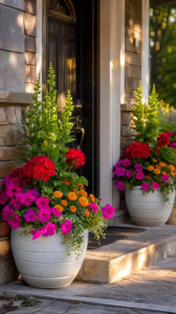 Colorful Potted Plants And Flowers