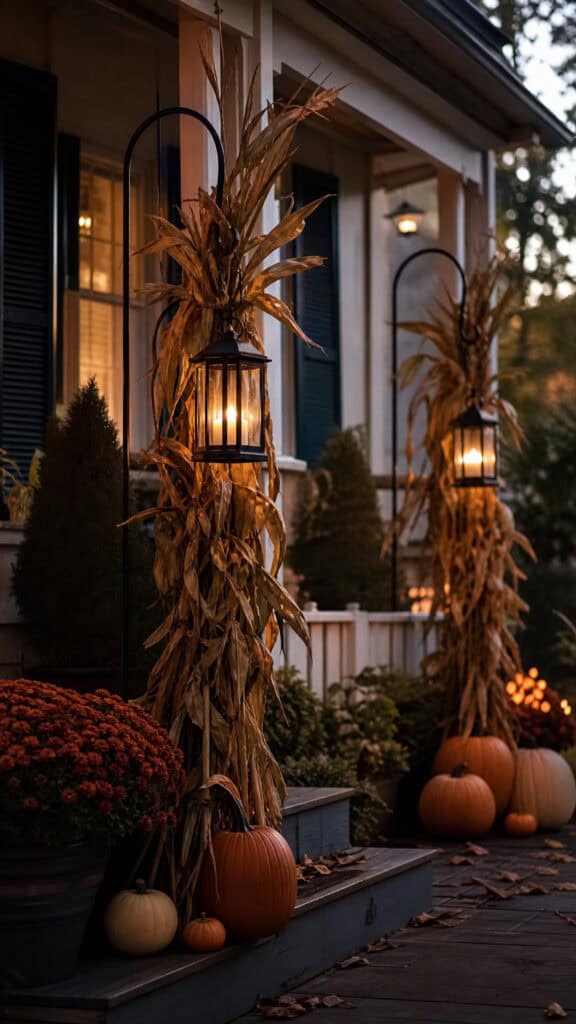 Corn Stalk Bundle with Shepherd's Hooks