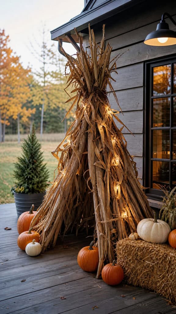 Corn Stalk Teepee Structure