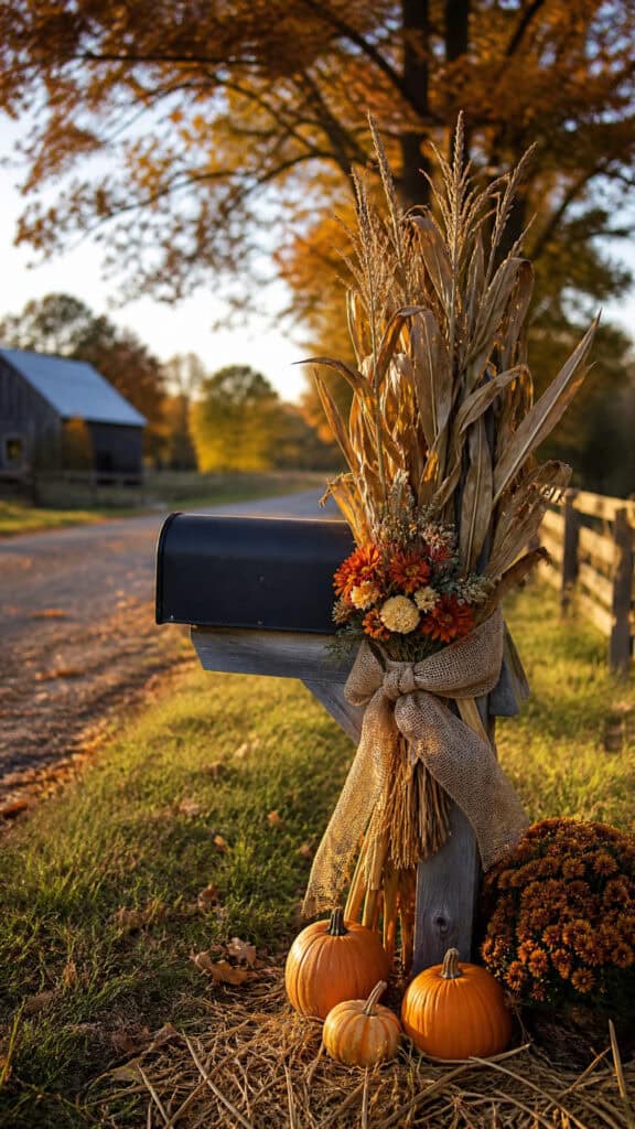 Mailbox Corn Stalk Decoration