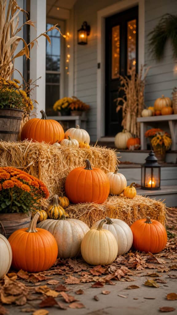 Classic Hay Bale and Pumpkin Combinations