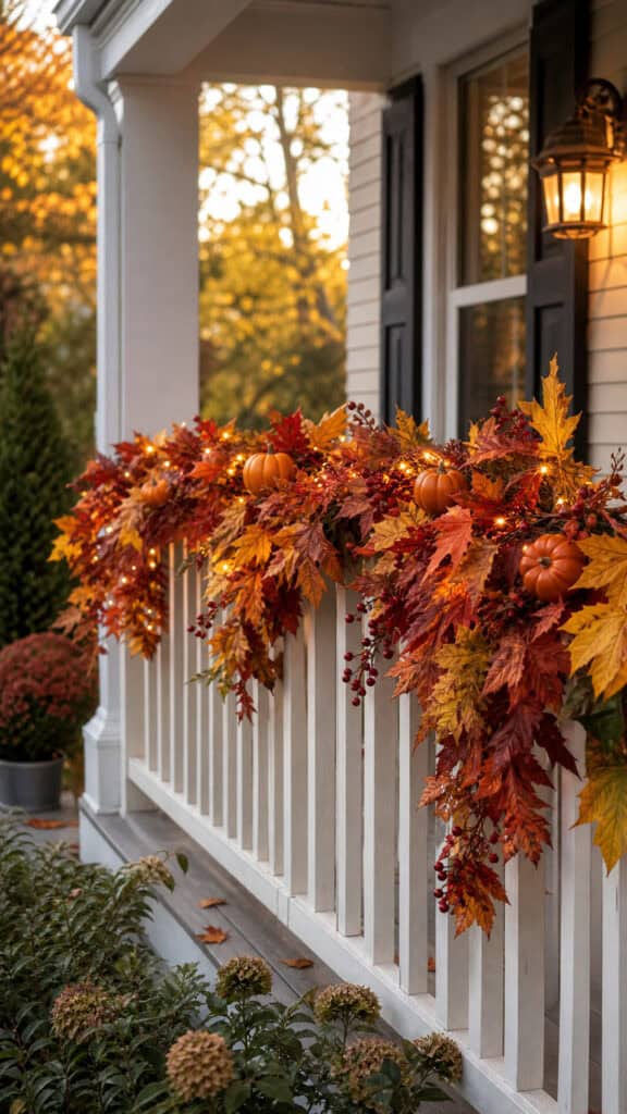 Fall Garland Along The Railing