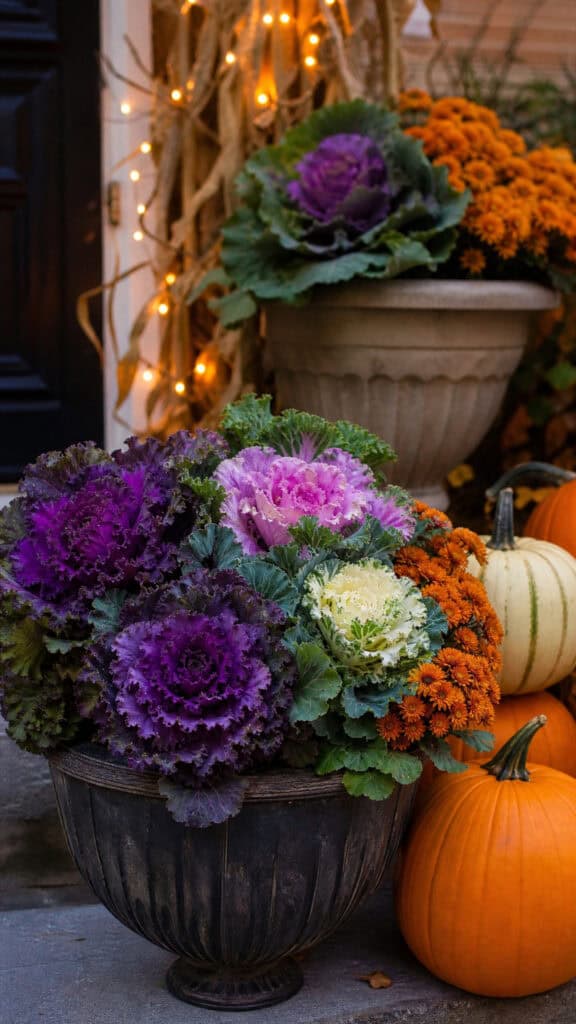 Potted Ornamental Kale And Cabbage