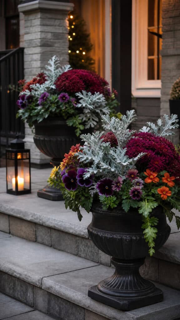 Dusty Miller and Jewel Tone Blooms
