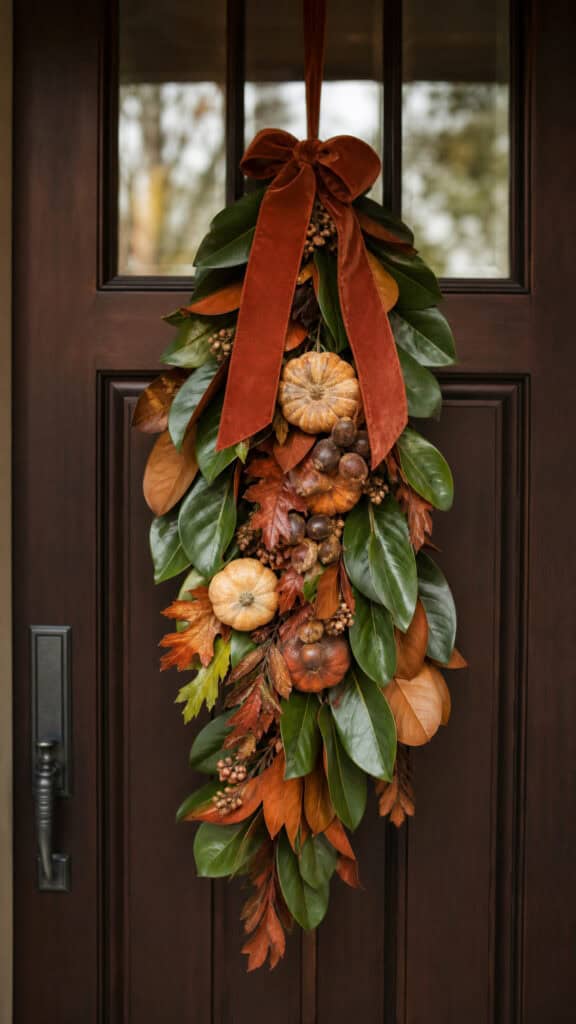 Magnolia Leaf Swags with Autumn Accents
