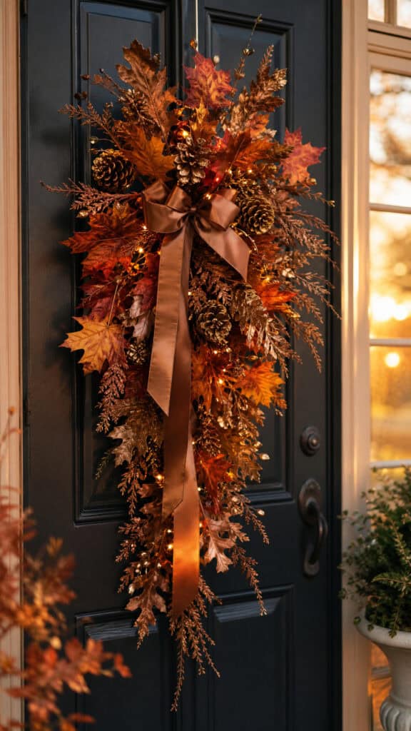Mixed Foliage Swags with Copper and Gold Touches