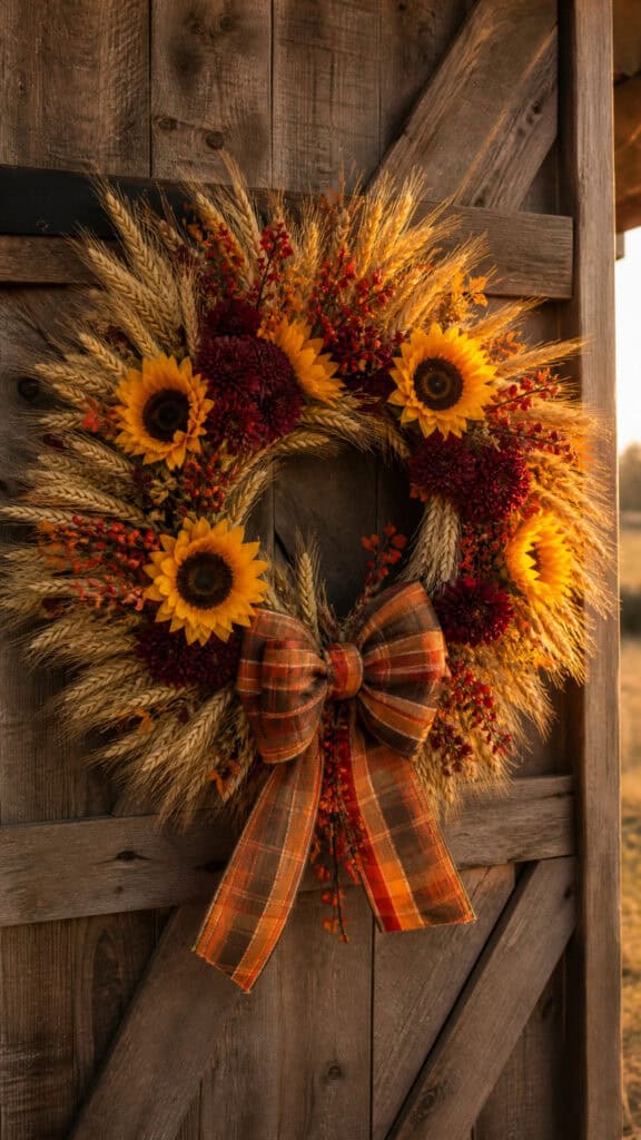 Wheat and Sunflower Harvest Wreath
