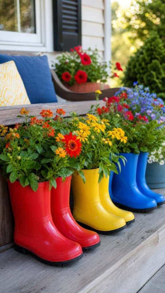 Colorful Rain Boots as Planters