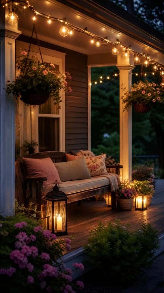 Hanging String Lights Above