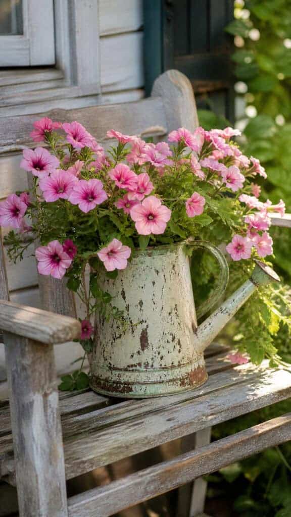 Vintage Watering Can Display