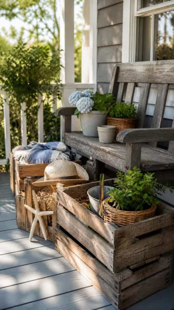 Vintage Wooden Crate Storage