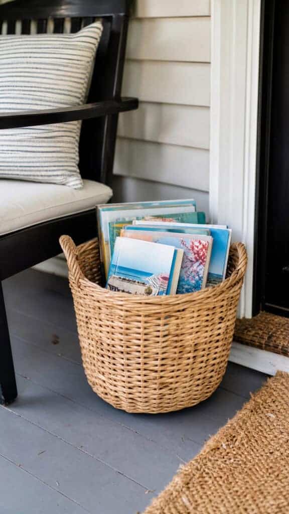 Wicker Baskets with Magazines or Books