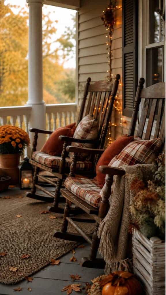 Rocking Chairs With Plaid Cushions
