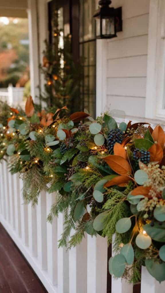 Seasonal Garland Along The Railing