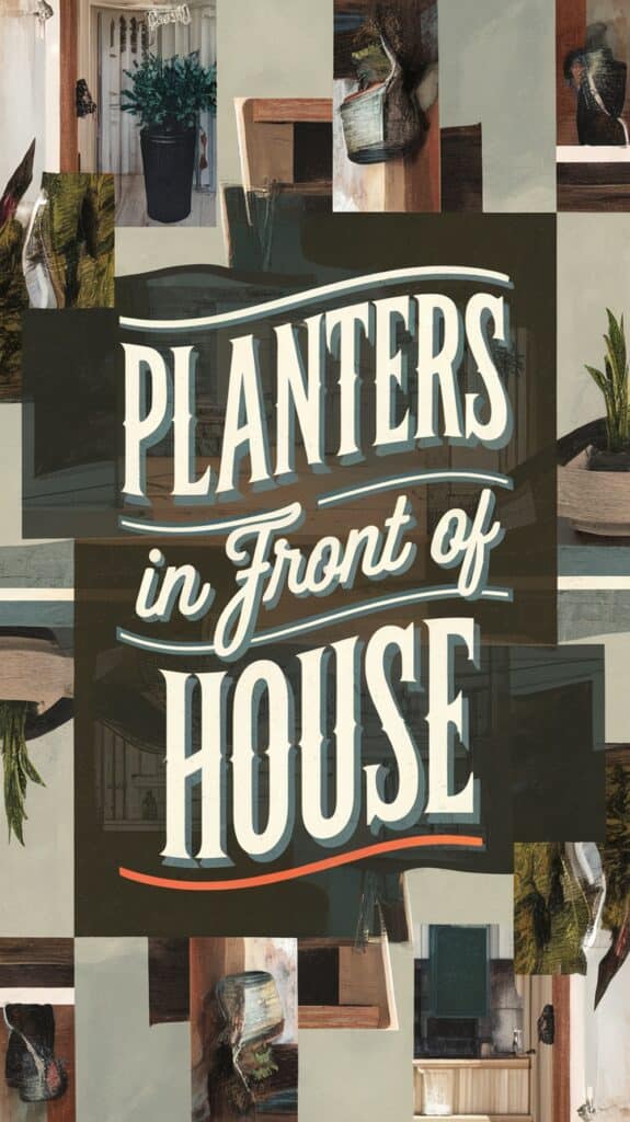 A collage of planters and potted plants surrounds the text "Planters in Front of House."