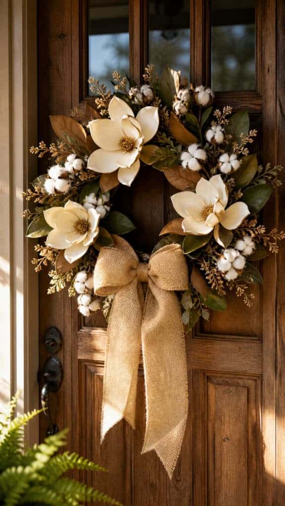 Farmhouse Charm with Magnolia and Burlap