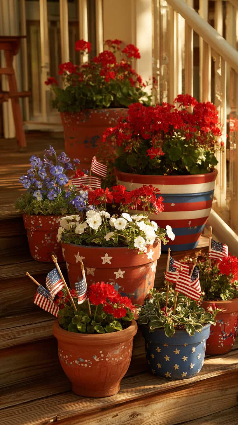 Patriotic Flag Planter Pots - Image 2