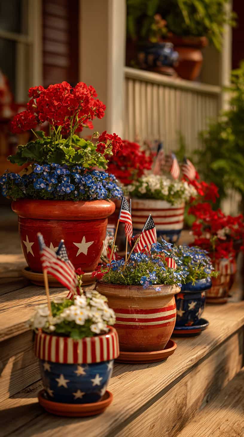 Patriotic Flag Planter Pots - Image 1
