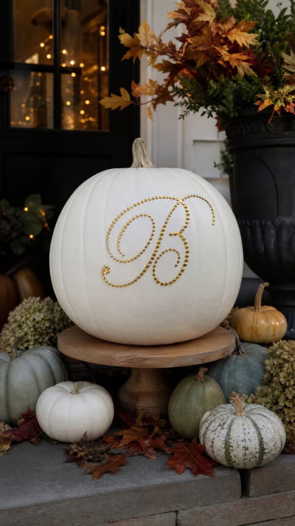 Elegant Monogram Pumpkin Statement