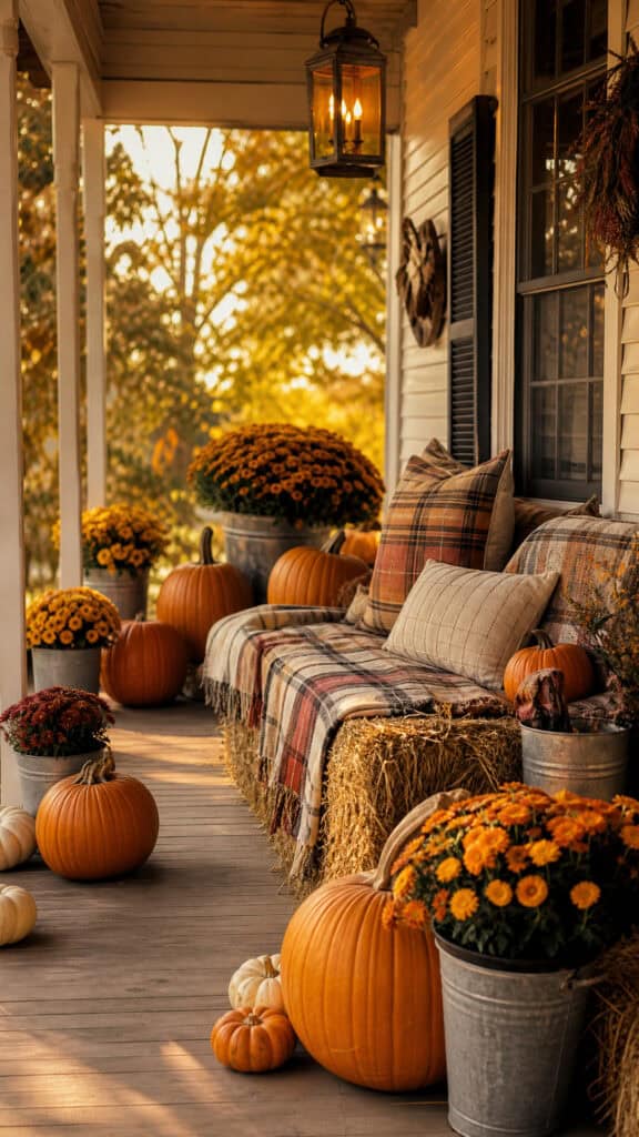 Pumpkin and Hay Bale Seating Area