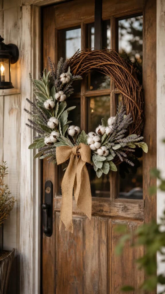 Farmhouse-Style Wreaths with Natural Elements