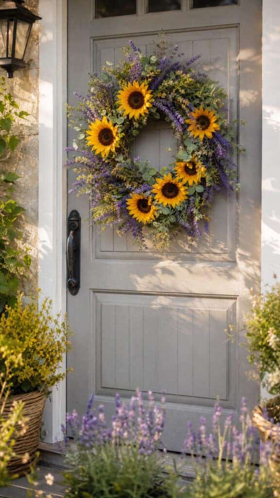 Sunflower and Lavender Combination Wreath
