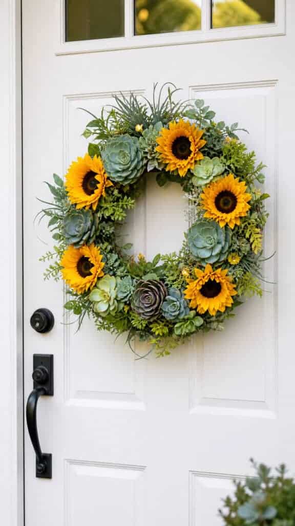 Succulent and Sunflower Wreath