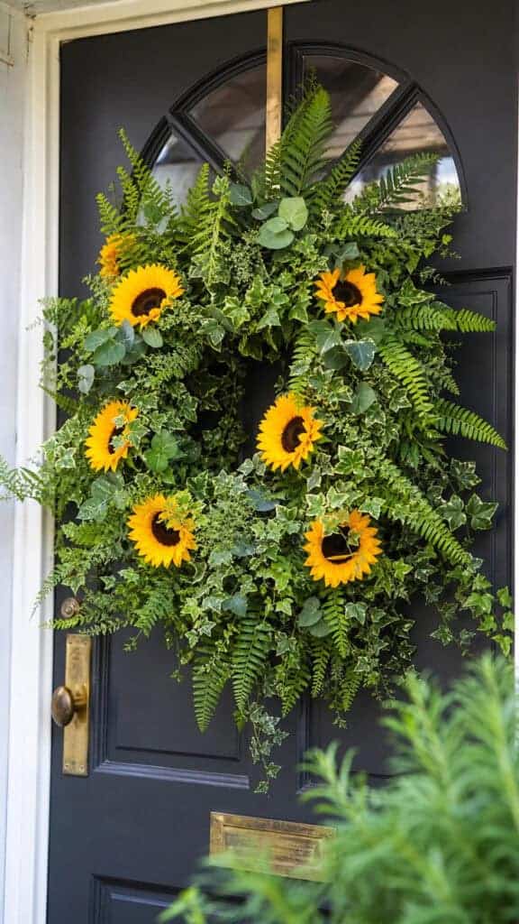 Sunflower and Greenery Wreath