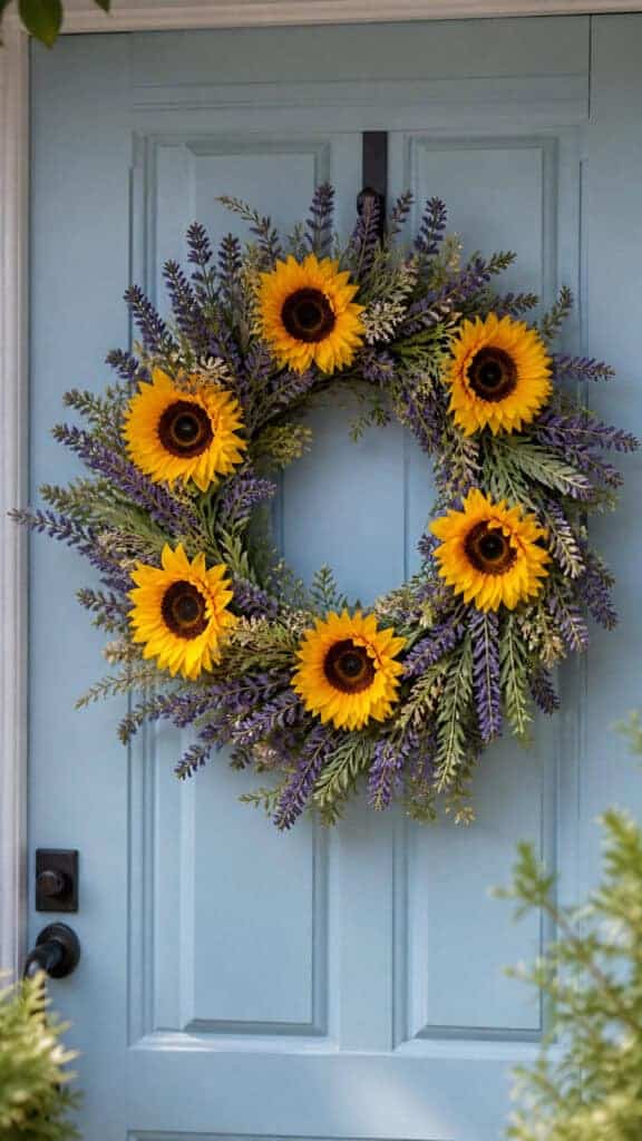 Sunflower and Lavender Wreath