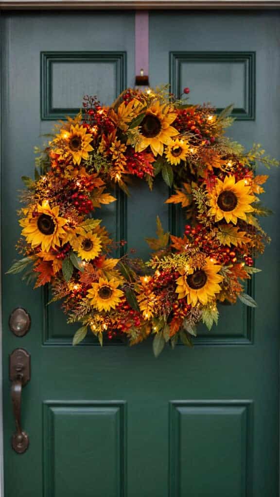 Sunflower Wreath with Berries