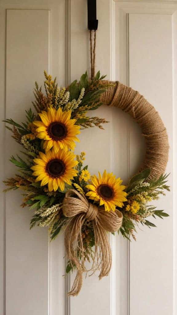 Sunflower Wreath with Twine Accents