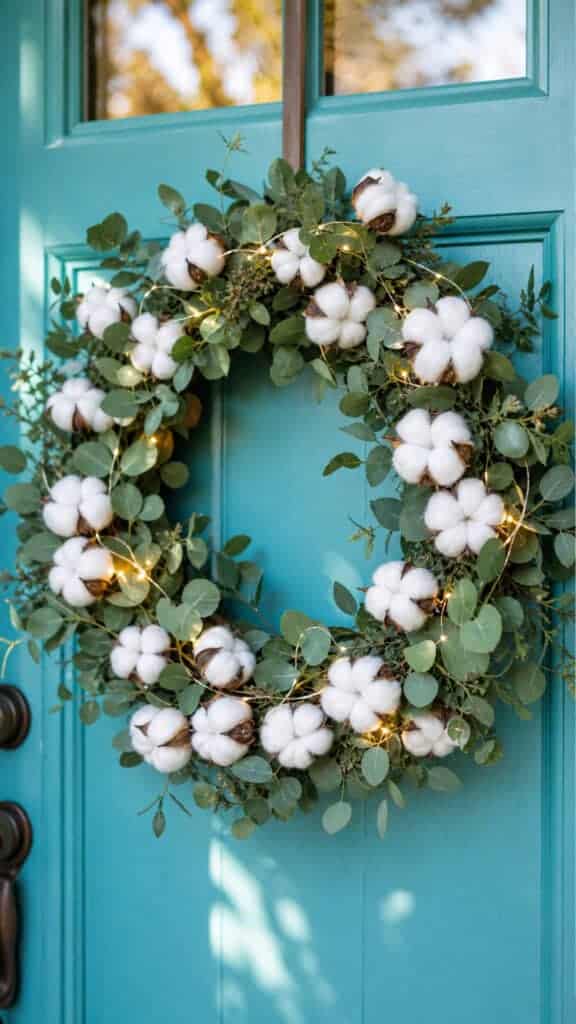 Cotton and Greenery Wreath
