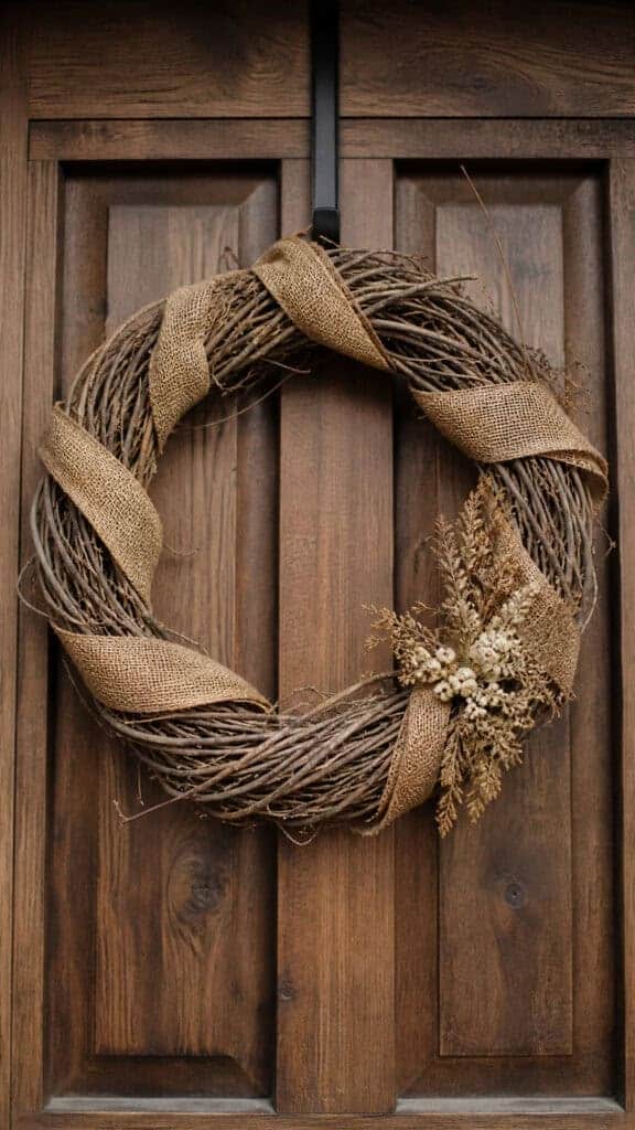 Neutral Burlap and Twig Wreath
