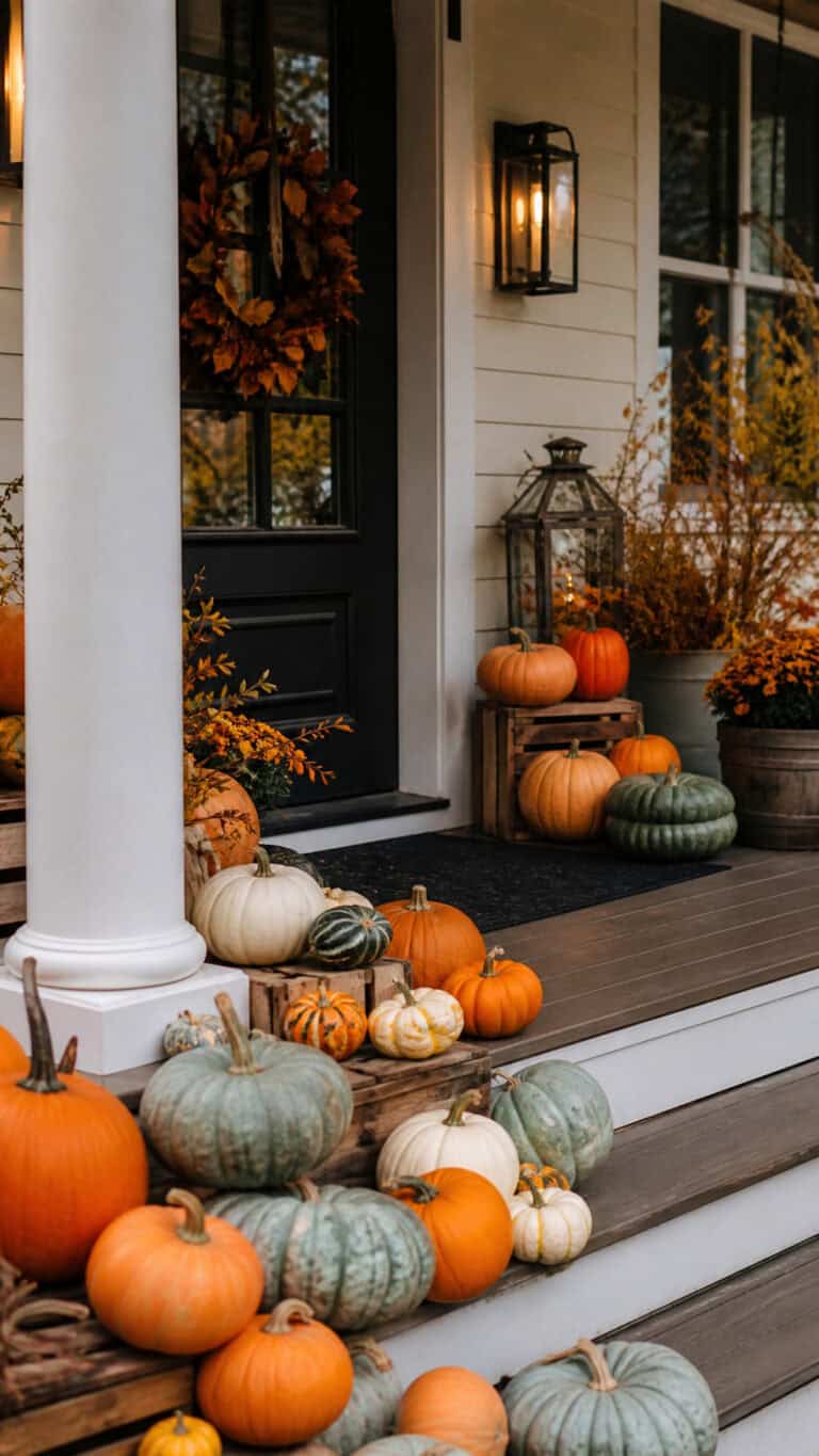 Layer Your Porch with Pumpkins and Gourds Galore