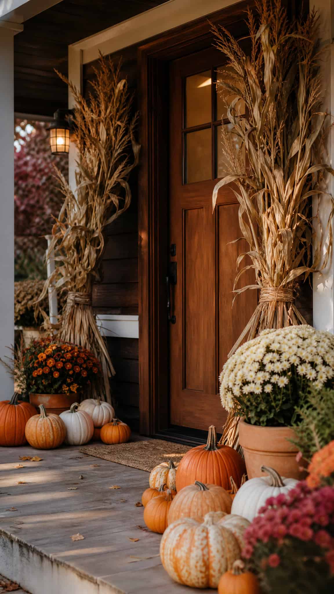 Classic Corn Stalk Bundles with Pumpkins
