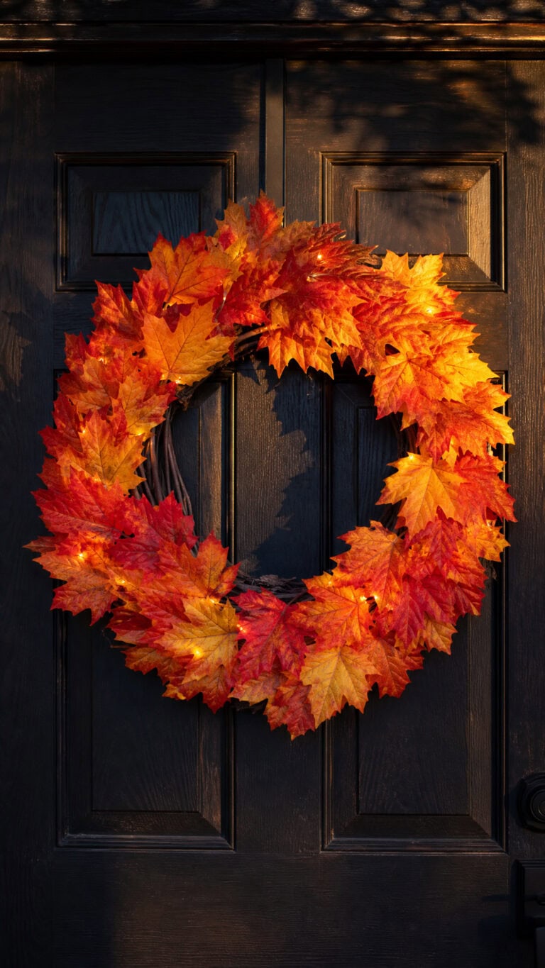 Classic Orange and Red Maple Leaf Wreath