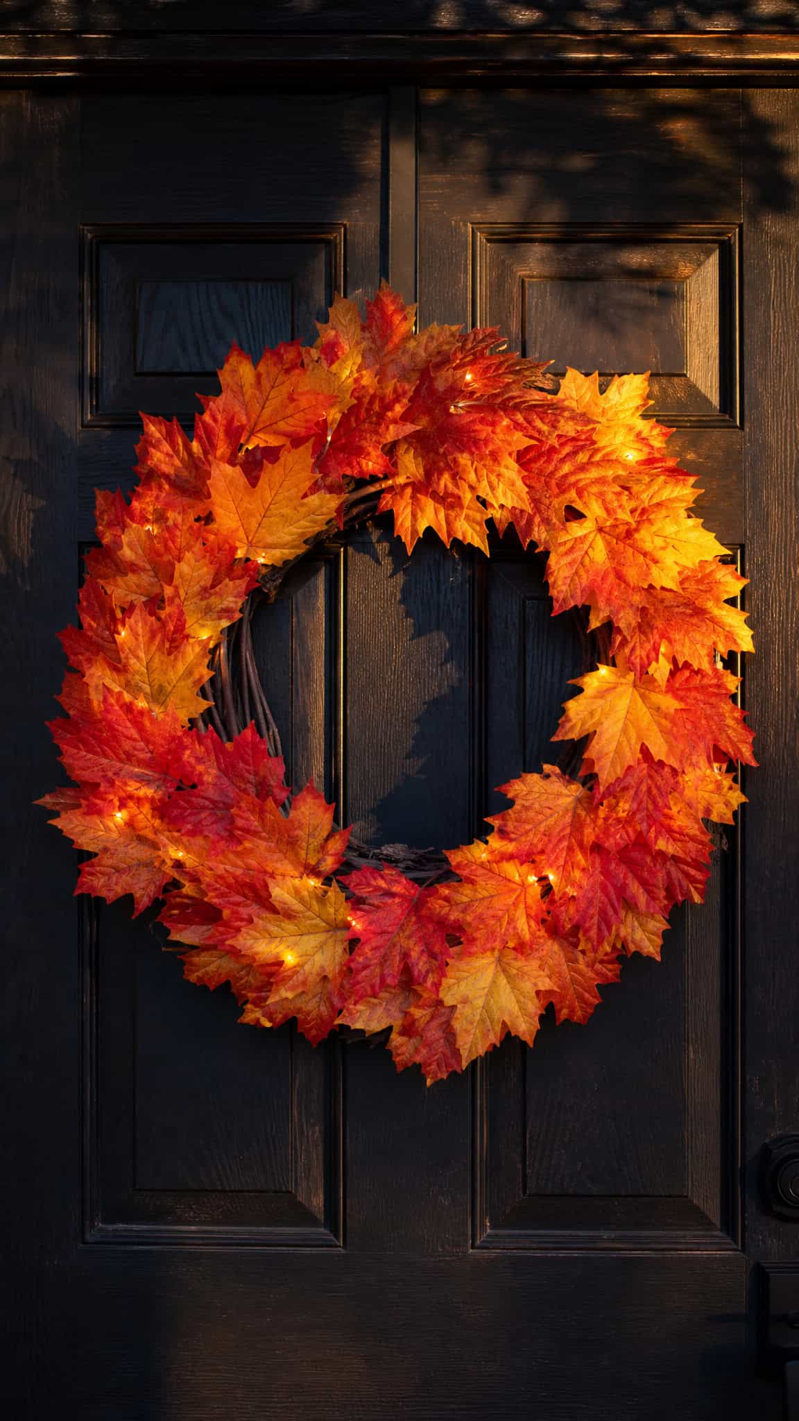 Classic Orange and Red Maple Leaf Wreath