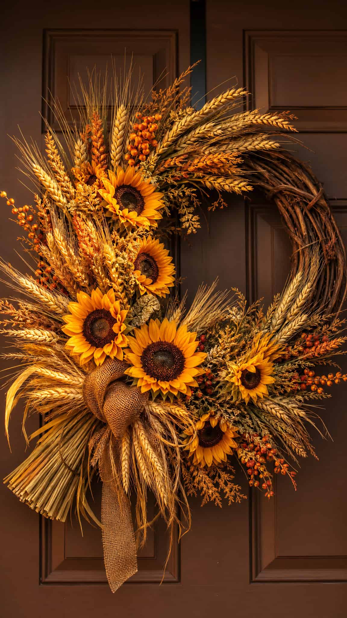 Sunflower and Wheat Wreath