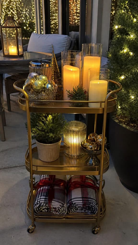 Compact Christmas Display Cart or Bar Cart