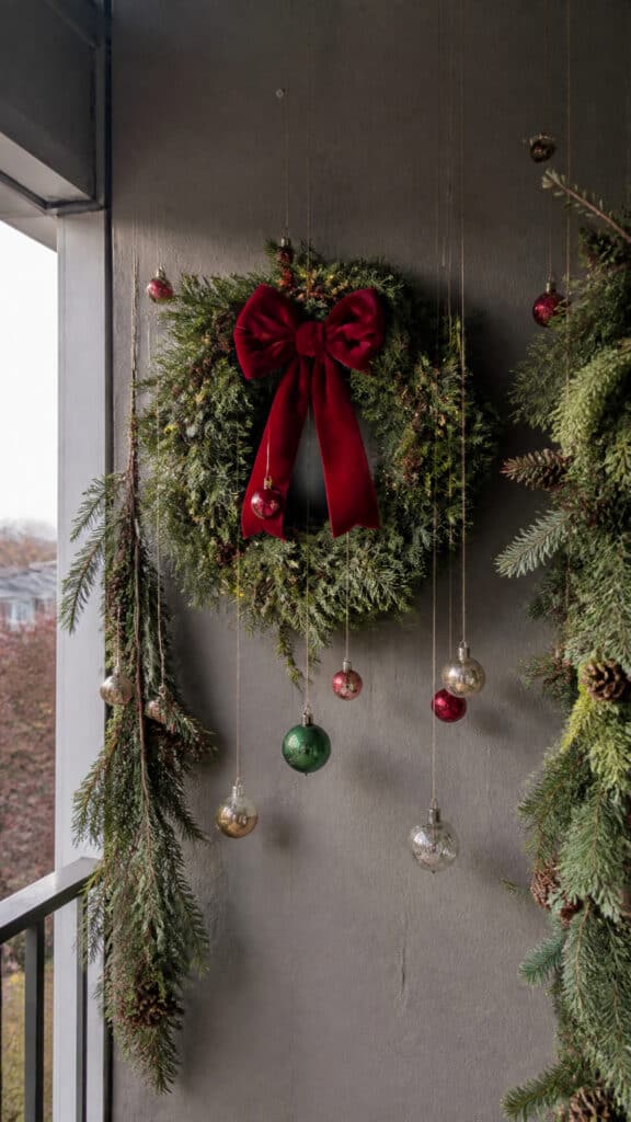 Hanging Christmas Wreaths and Vertical Decorations