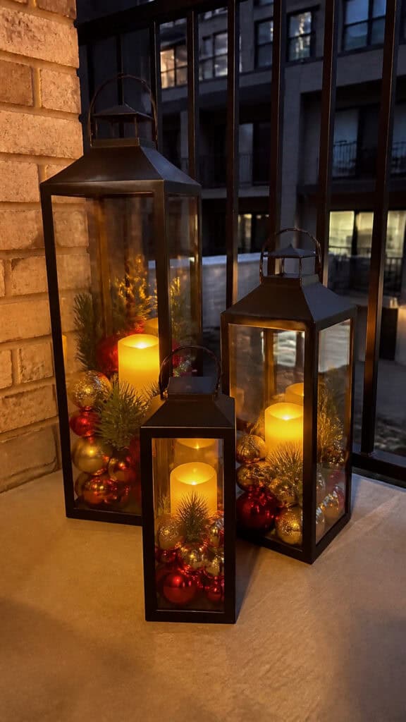 Lanterns Filled with Ornaments and Greenery
