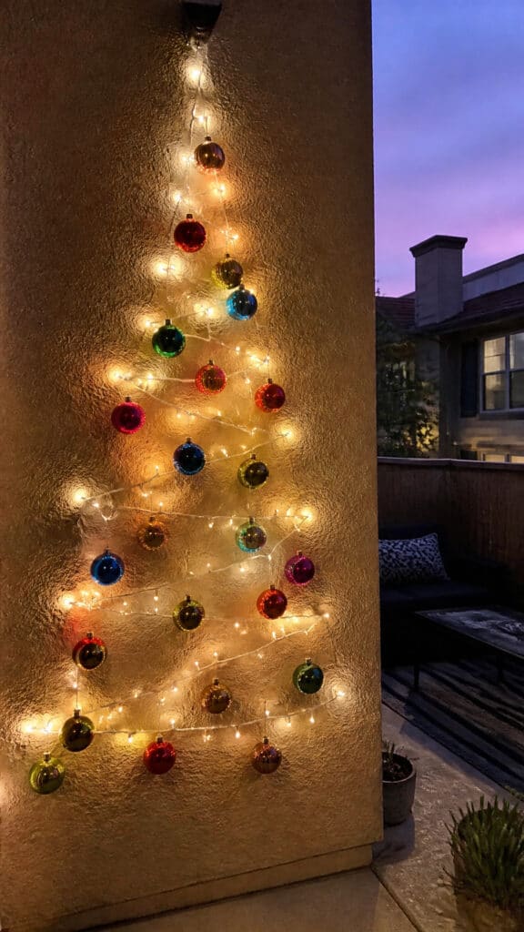 Vertical Christmas Tree Alternative with String Lights