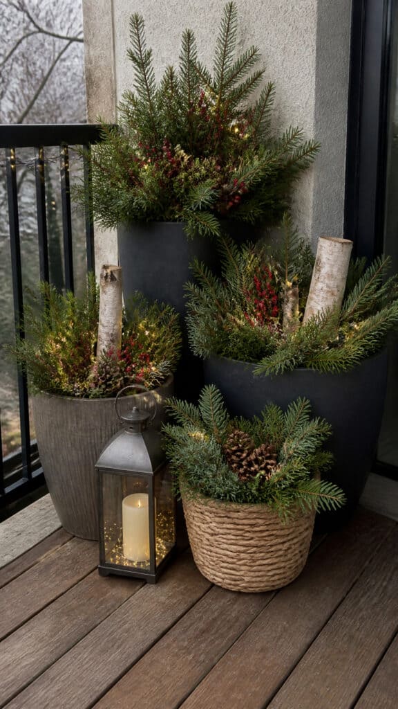 Festive Planters and Natural Elements