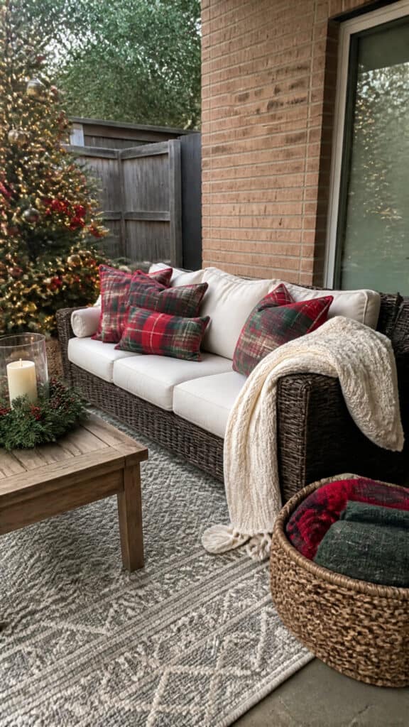Cozy Outdoor Seating with Festive Textiles