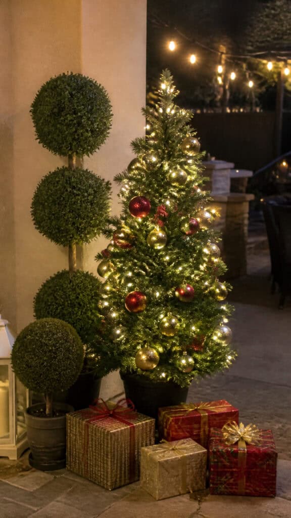 Outdoor Christmas Trees and Topiaries