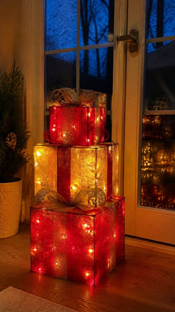 Lighted Gift Box Tower Display