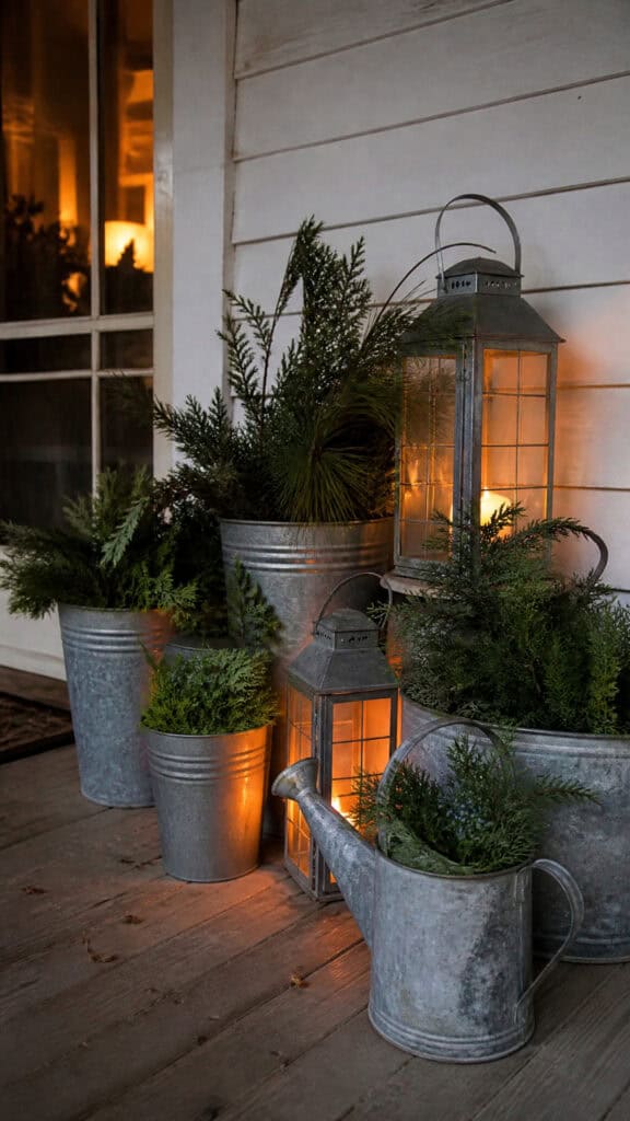 Galvanized Metal Accents and Lanterns