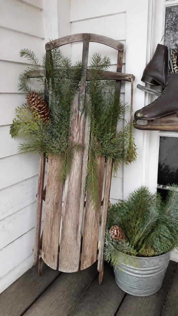Vintage Sled and Skate Display