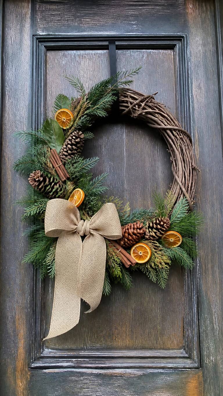 Start With A Stunning Rustic Wreath As Your Focal Point